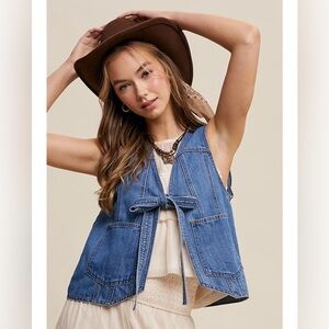 Listicle Blue Denim Vest Western Boho